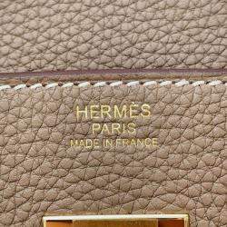 Hermes Etoupe Togo Leather Birkin 30 Bag 