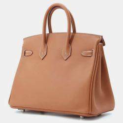 Hermes Gold Swift Leather Palladium Finish Birkin 25