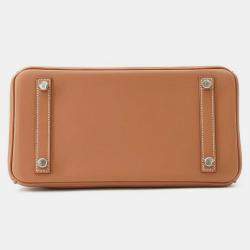 Hermes Gold Swift Leather Palladium Finish Birkin 25