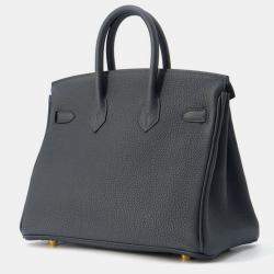 Hermes Gris Misty Togo Leather Gold Finish Birkin 25 