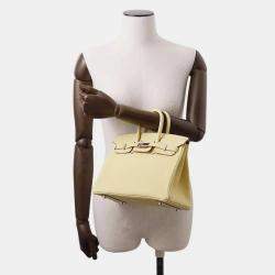 Hermes Jaune Poussin Togo Leather Birkin 25 Bag