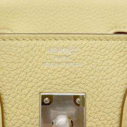 Hermes Jaune Poussin Togo Leather Birkin 25 Bag