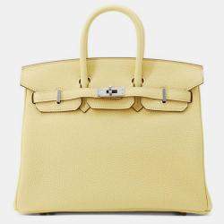 Hermes Jaune Poussin Togo Leather Birkin 25 Bag