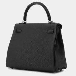 Hermes Black Togo Leather Kelly Retourne 25 Bag