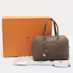 Pre Owned Hermès Etoupe Taurillon Clemence Leather Victoria II Fourre Tout 35 Bag
