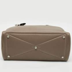 Pre Owned Hermès Etoupe Taurillon Clemence Leather Victoria II Fourre Tout 35 Bag