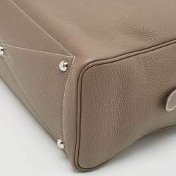 Pre Owned Hermès Etoupe Taurillon Clemence Leather Victoria II Fourre Tout 35 Bag