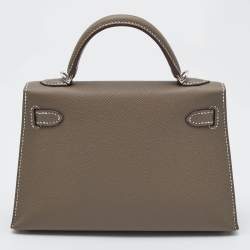 Hermès Etoupe Epsom Leather Palladium Finish Mini Kelly II Sellier 20 Bag