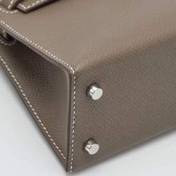 Hermès Etoupe Epsom Leather Palladium Finish Mini Kelly II Sellier 20 Bag