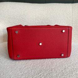 Hermes Rouge Casaque Clemence Leather Lindy 30 bag