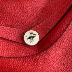 Hermes Rouge Casaque Clemence Leather Lindy 30 bag