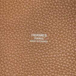Pre Owned Hermes Gold Taurillon Clemence Leather Picotin Lock PM Tote Bag