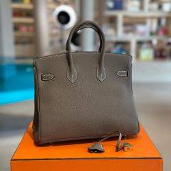 Hermes Etoupe Togo Leather Gold Finish Birkin 25 Bag