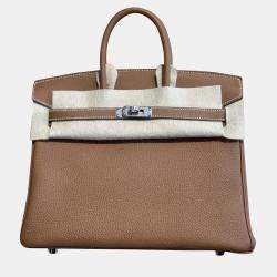 Hermes Gold Togo Leather Palladium Finish Birkin 25 Bag