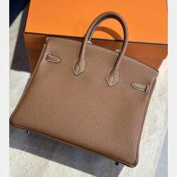 Hermes Gold Togo Leather Palladium Finish Birkin 25 Bag