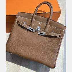 Hermes Gold Togo Leather Palladium Finish Birkin 25 Bag