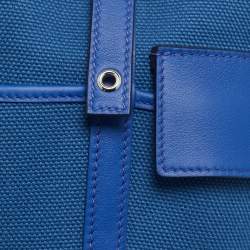 Pre Owned Hermes Bleu Egee/Bleu Royal Goeland and Swift Leather Cargo Picotin Lock 18 Bag