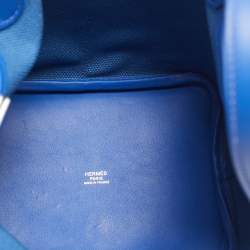 Pre Owned Hermes Bleu Egee/Bleu Royal Goeland and Swift Leather Cargo Picotin Lock 18 Bag