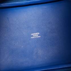 Pre Owned Hermes Bleu Egee/Bleu Royal Goeland and Swift Leather Cargo Picotin Lock 18 Bag
