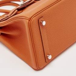 Hermes Orange Togo Leather Palladium Finish Birkin 25 Bag