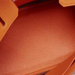 Hermes Orange Togo Leather Palladium Finish Birkin 25 Bag