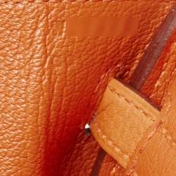 Hermes Orange Togo Leather Palladium Finish Birkin 25 Bag