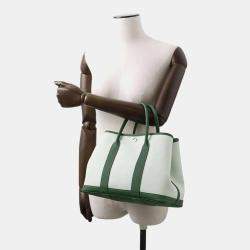 Hermes Vert Peppermint Vert Moyen Toile H Negonda Leather Garden Party TPM Tote Bag