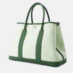 Hermes Vert Peppermint Vert Moyen Toile H Negonda Leather Garden Party TPM Tote Bag