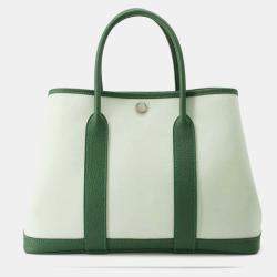 Hermes Vert Peppermint Vert Moyen Toile H Negonda Leather Garden Party TPM Tote Bag