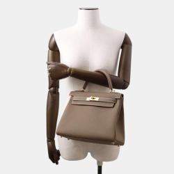 Hermes Etoupe Togo Leather 28 Kelly Tote Bag