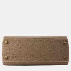 Hermes Etoupe Togo Leather 28 Kelly Tote Bag