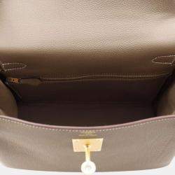 Hermes Etoupe Togo Leather 28 Kelly Tote Bag