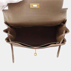 Hermes Etoupe Togo Leather 28 Kelly Tote Bag