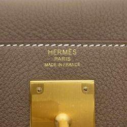 Hermes Etoupe Togo Leather 28 Kelly Tote Bag
