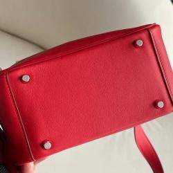 Hermes Red Swift Leather Mini Lindy 19 Crossbody Bag