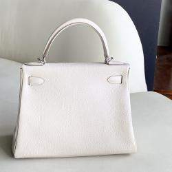 Hermes Milkshake White Togo Leather Kelly 28 Tote Bag