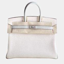 Hermes Ivory Lambskin Leather Birkin 25 Bag