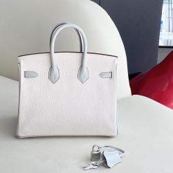 Hermes Ivory Lambskin Leather Birkin 25 Bag