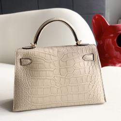 Hermes Matte Alligator Mini Kelly Top Handle Bag