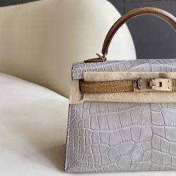 Hermes Bicolour Matte Alligator Mini Kelly Top Handle Bag