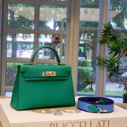 Hermes Green Epsom Leather Mini Kelly Crossbody Bag