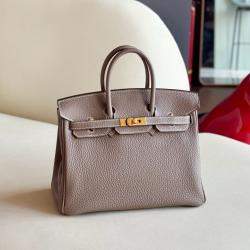 Hermes Brown Tone Togo Leather Birkin 25 Bag