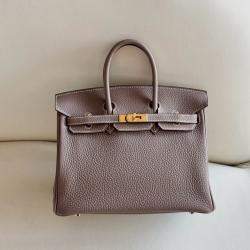 Hermes Brown Tone Togo Leather Birkin 25 Bag