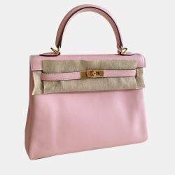 Hermes Pink Swift Leather Kelly 25 Tote Bag
