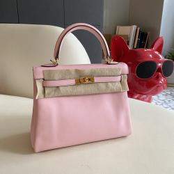 Hermes Pink Swift Leather Kelly 25 Tote Bag