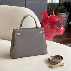 Hermes Bicolour Epsom Leather Kelly 25  Top Handle Bag