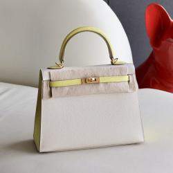 Hermes Milkshake White Epsom Leather Gold Finish Kelly 25 