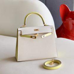 Hermes Milkshake White Epsom Leather Gold Finish Kelly 25 