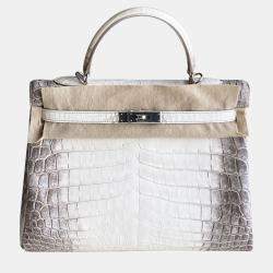Hermes White Niloticus Crocodile Himalaya Kelly 35 Handbag