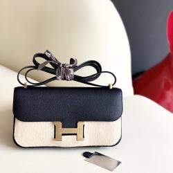 Hermes Black Leather Epsom Constance Elan Shoulder Bag